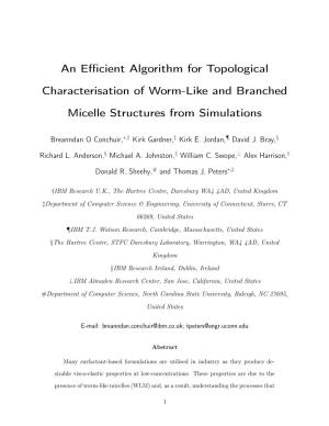 An Efficient Algorithm for Topological Characterisation of Worm-Like And