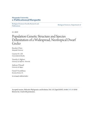 Population Genetic Structure and Species Delimitation of a Widespread, Neotropical Dwarf Gecko Brendan J