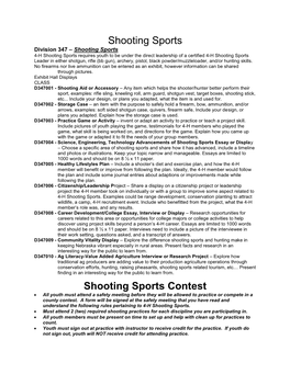 Shooting Sports Contest  All Youth Must Attend a Safety Meeting Before They Will Be Allowed to Practice Or Compete in a County Contest