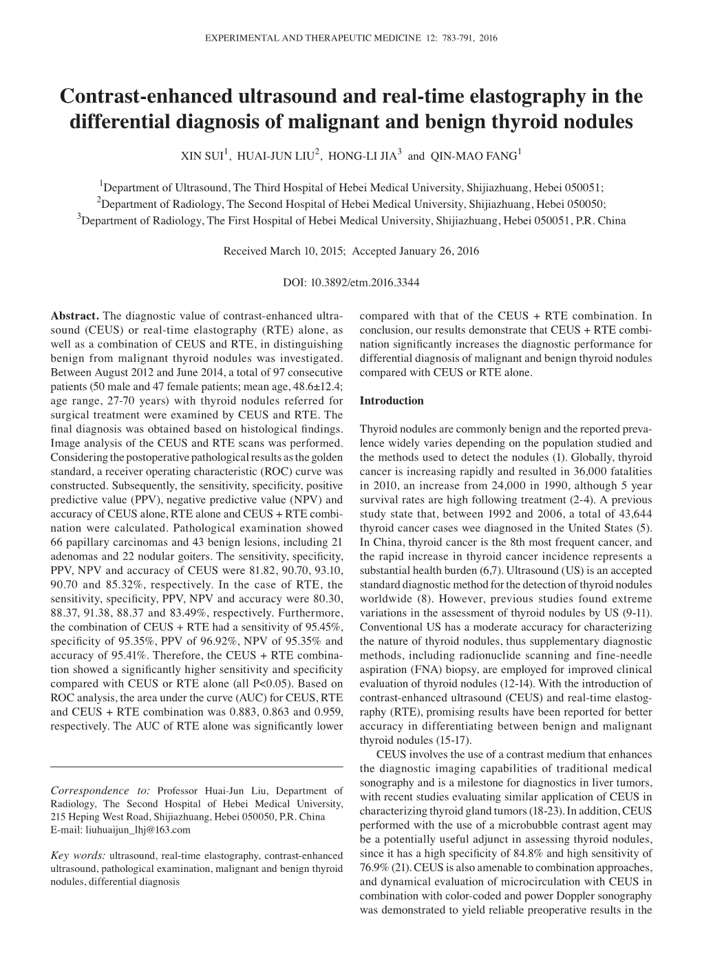 Contrast-Enhanced Ultrasound And Real-Time Elastography In The ...