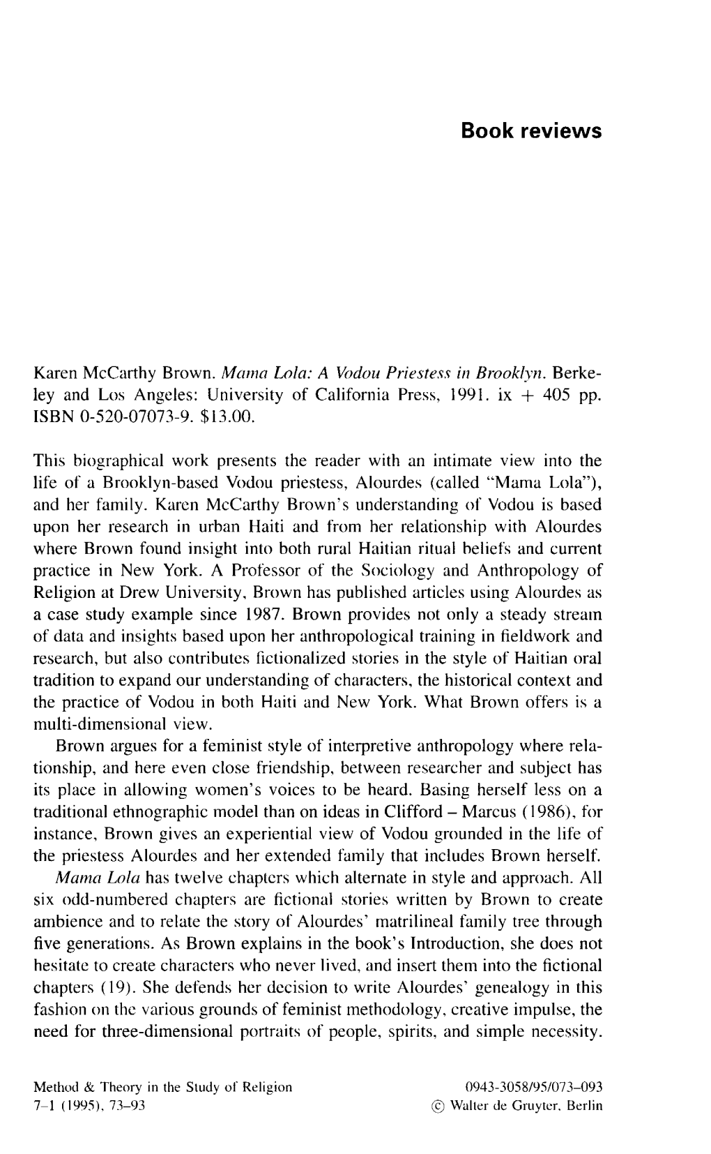 Book Reviews Karen Mccarthy Brown. Mama Lola