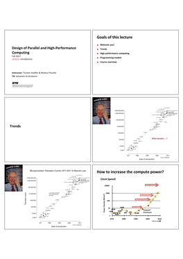 Goals of This Lecture How to Increase the Compute Power?