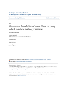 Mathematical Modelling of Internal Heat Recovery in Flash Tank Heat Exchanger Cascades Andrei Korobeinikov