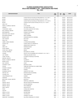 1 FLORIDA BANDMASTERS ASSOCIATION SOLO and ENSEMBLE LIST – PERCUSSION and PIANO Rev