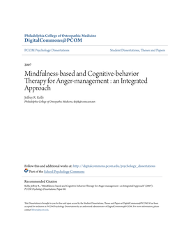 Mindfulness-Based and Cognitive-Behavior Therapy for Anger-Management : an Integrated Approach Jeffrey R