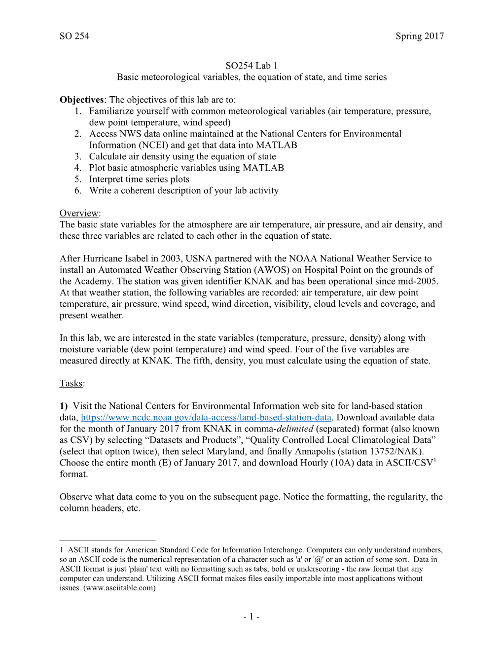 Basic Meteorological Variables, the Equation of State, and Time Series