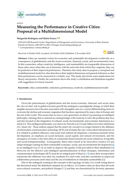 Measuring the Performance in Creative Cities: Proposal of a Multidimensional Model