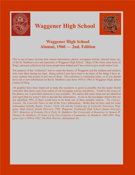 Waggener High School Alumni, 1960 — 2Nd. Edition
