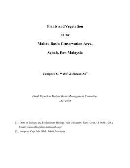 Plants and Vegetation of the Maliau Basin Conservation Area, Sabah