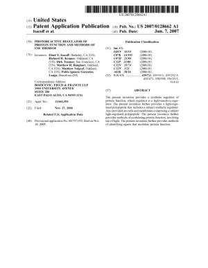 (12) Patent Application Publication (10) Pub. No.: US 2007/0128662 A1 Isacoff Et Al