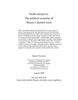 Death and Prices: the Political Economy of Russia's Alcohol Crisis
