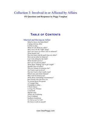 Involved in Or Affected by Affairs 151 Questions and Responses by Peggy Vaughan