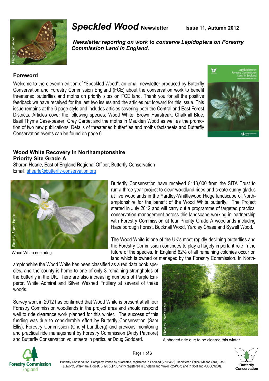 Speckled Wood Newsletter Issue 11, Autumn 2012