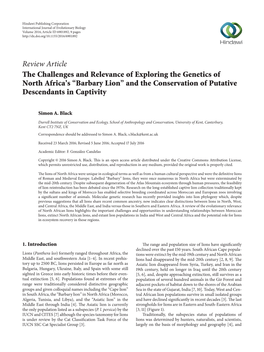 The Challenges and Relevance of Exploring the Genetics of North Africa’S (Barbary Lion) and the Conservation of Putative Descendants in Captivity