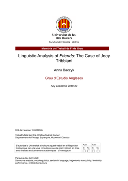 Linguistic Analysis of Friends: the Case of Joey Tribbiani