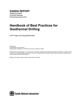 Handbook of Best Practices for Geothermal Drilling