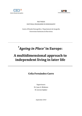 'Ageing in Place' in Europe