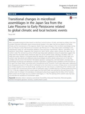 Transitional Changes in Microfossil Assemblages in the Japan Sea From