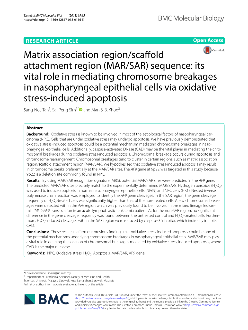 (MAR/SAR) Sequence: Its Vital Role in Mediating Chromosome Breakages