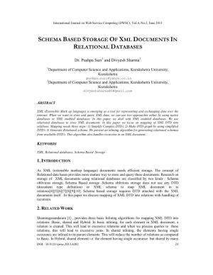 Schema Based Storage of Xml Documents in Relational Databases