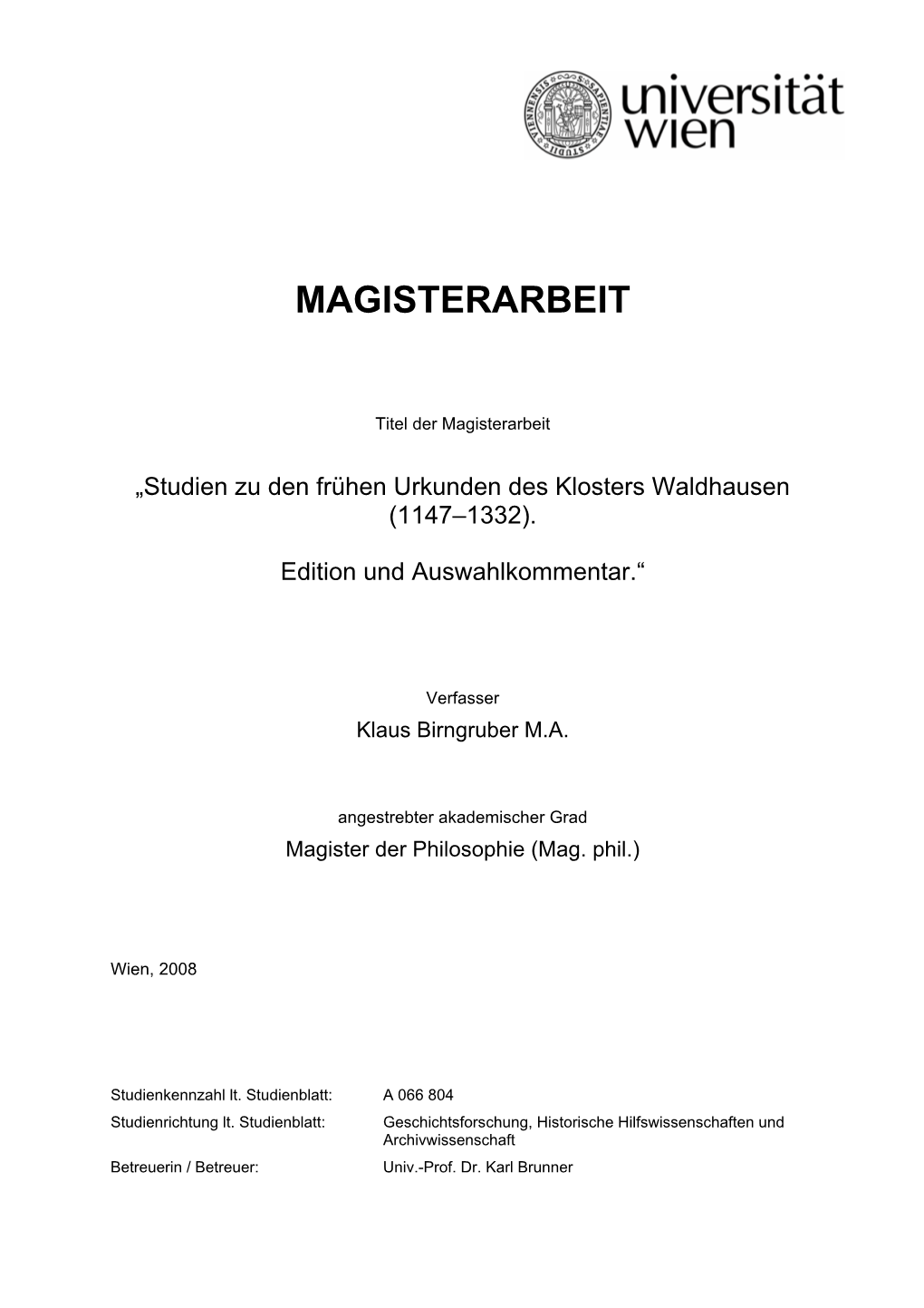 Magisterarbeit