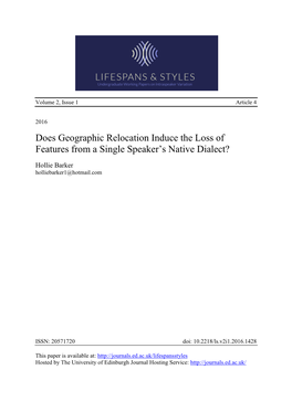 Does Geographic Relocation Induce the Loss of Features from a Single Speaker's Native Dialect?