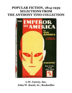 Popular Fiction 1814-1939: Selections from the Anthony Tino Collection