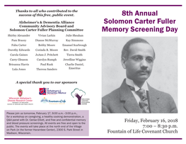 2018 Solomon Carter Fuller Memory Screening Day Program