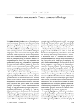 Venetian Monuments in Crete: a Controversial Heritage