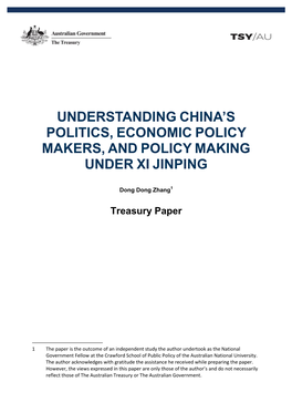 Understanding China's Politics, Economic Policy Makers and Policy Making Under Xi Jinping