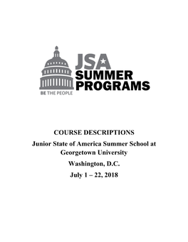 2018 JSA Georgetown Course Description and Curriculum