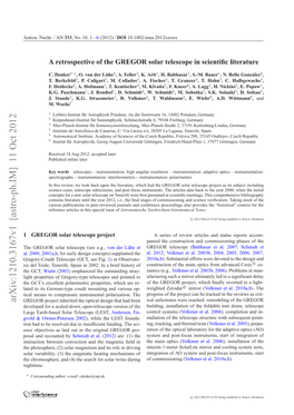 A Retrospective of the GREGOR Solar Telescope in Scientific Literature