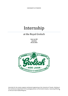 Internship at the Royal Grolsch