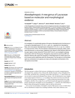 A New Genus of Lauraceae Based on Molecular and Morphological Evidence