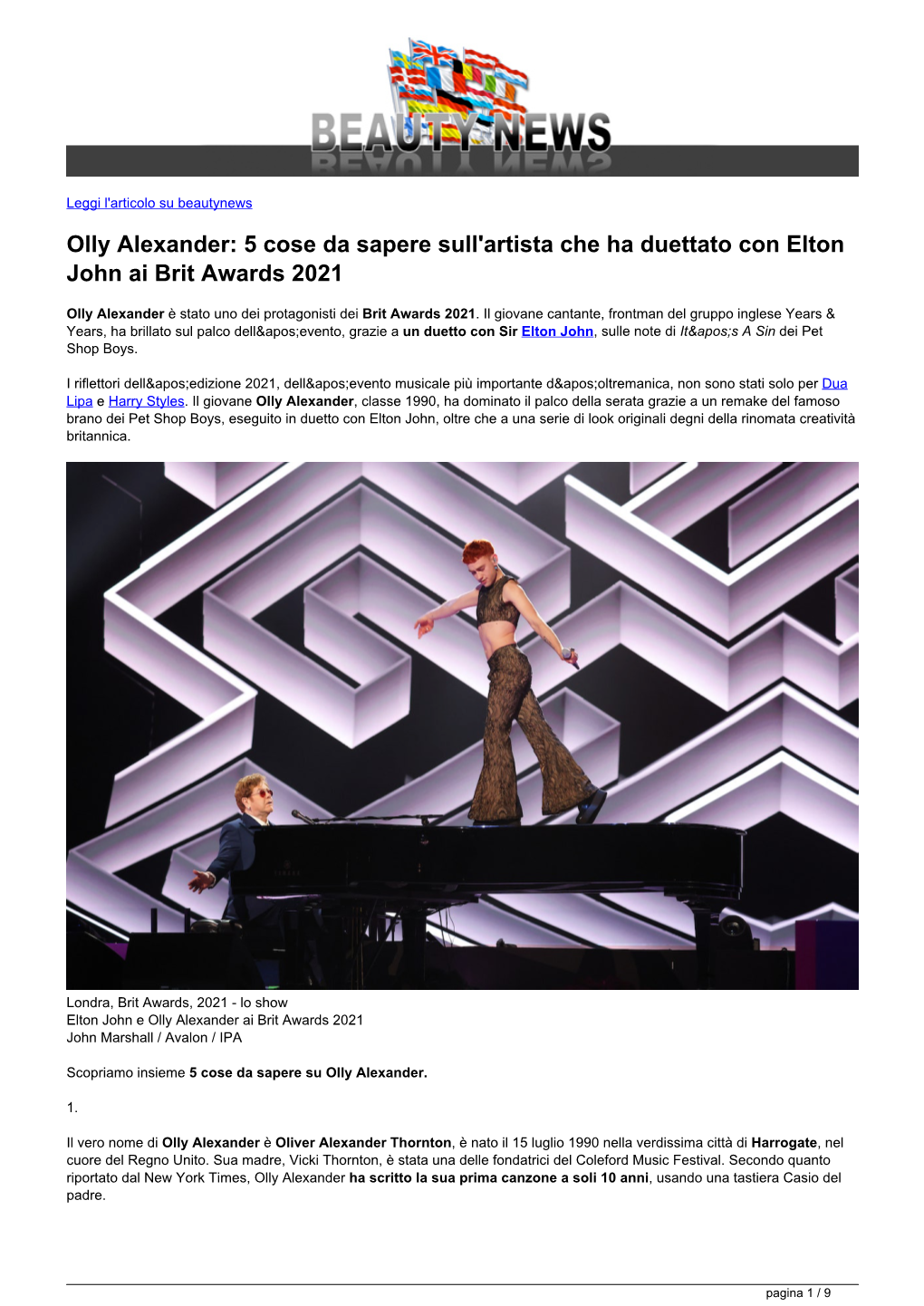 Olly Alexander: 5 Cose Da Sapere Sull'artista Che Ha Duettato Con Elton John Ai Brit Awards 2021