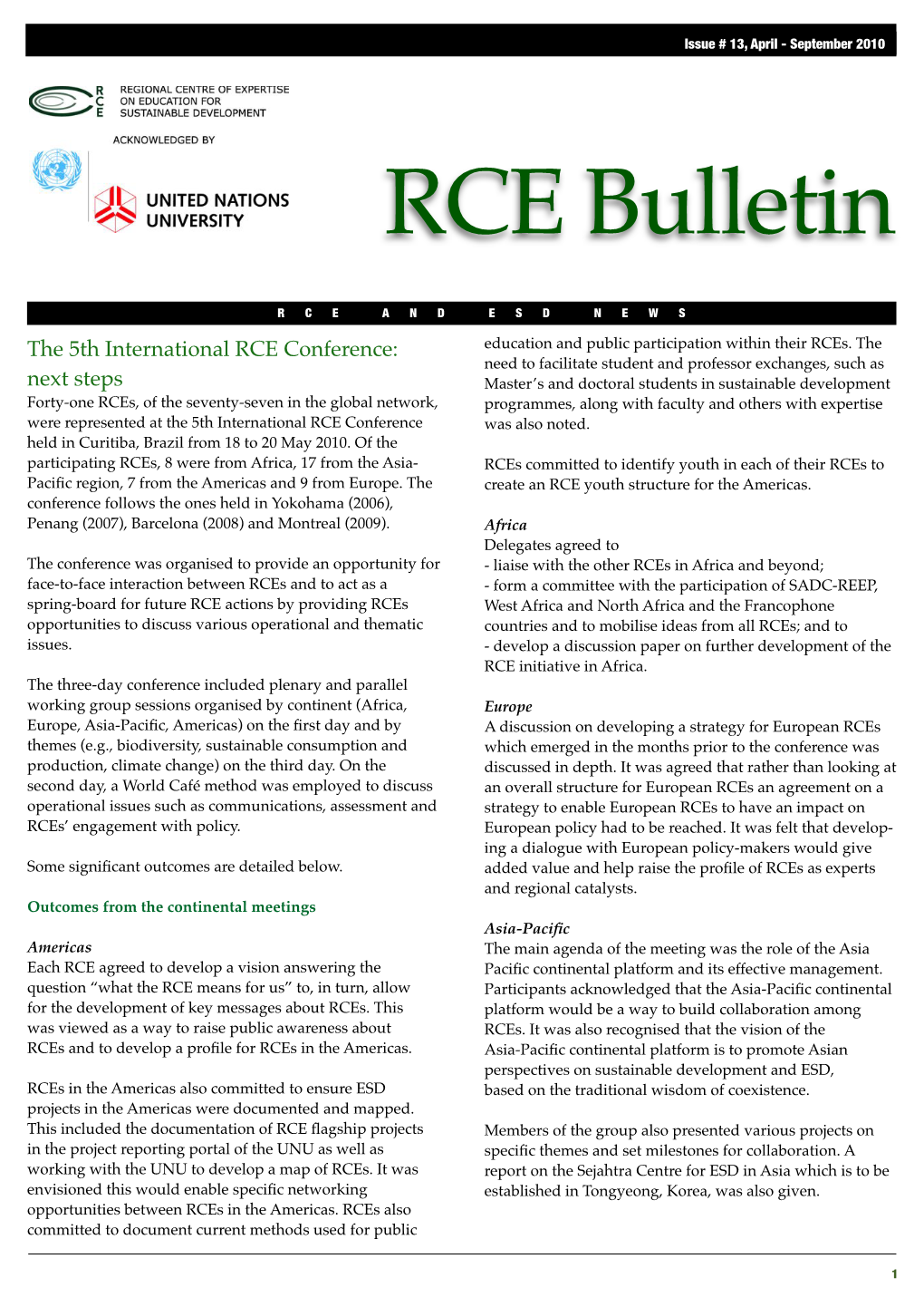 RCE Bulletin Issue 13