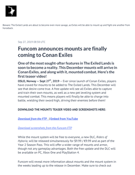Funcom Announces Mounts Are Finally Coming to Conan Exiles