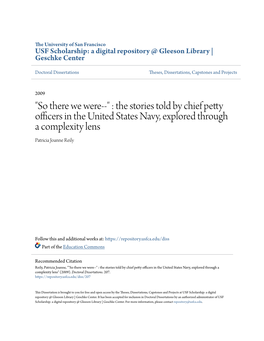 The Stories Told by Chief Petty Officers in the United States Navy, Explored Through a Complexity Lens Patricia Joanne Reily