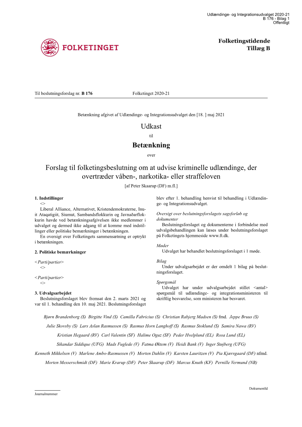 B 176 - Bilag 1 Offentligt