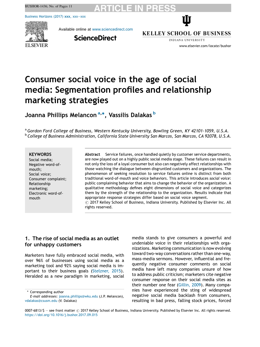 Consumer Social Voice in the Age of Social Media: Segmentation Profiles