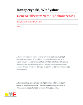 Geneza "Liberum Veto" : (Dokończenie)