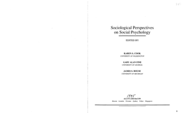 Sociological Perspectives on Social Psychology