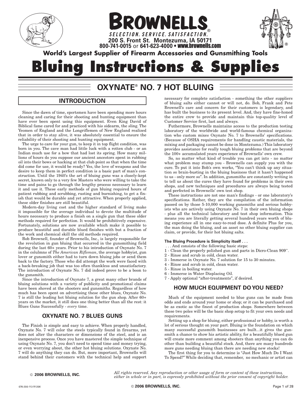 Bluing Instructions & Supplies
