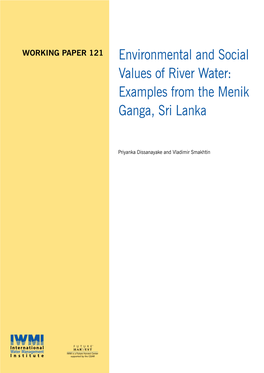 Environmental and Social Values of River Water: Examples from the Menik Ganga, Sri Lanka