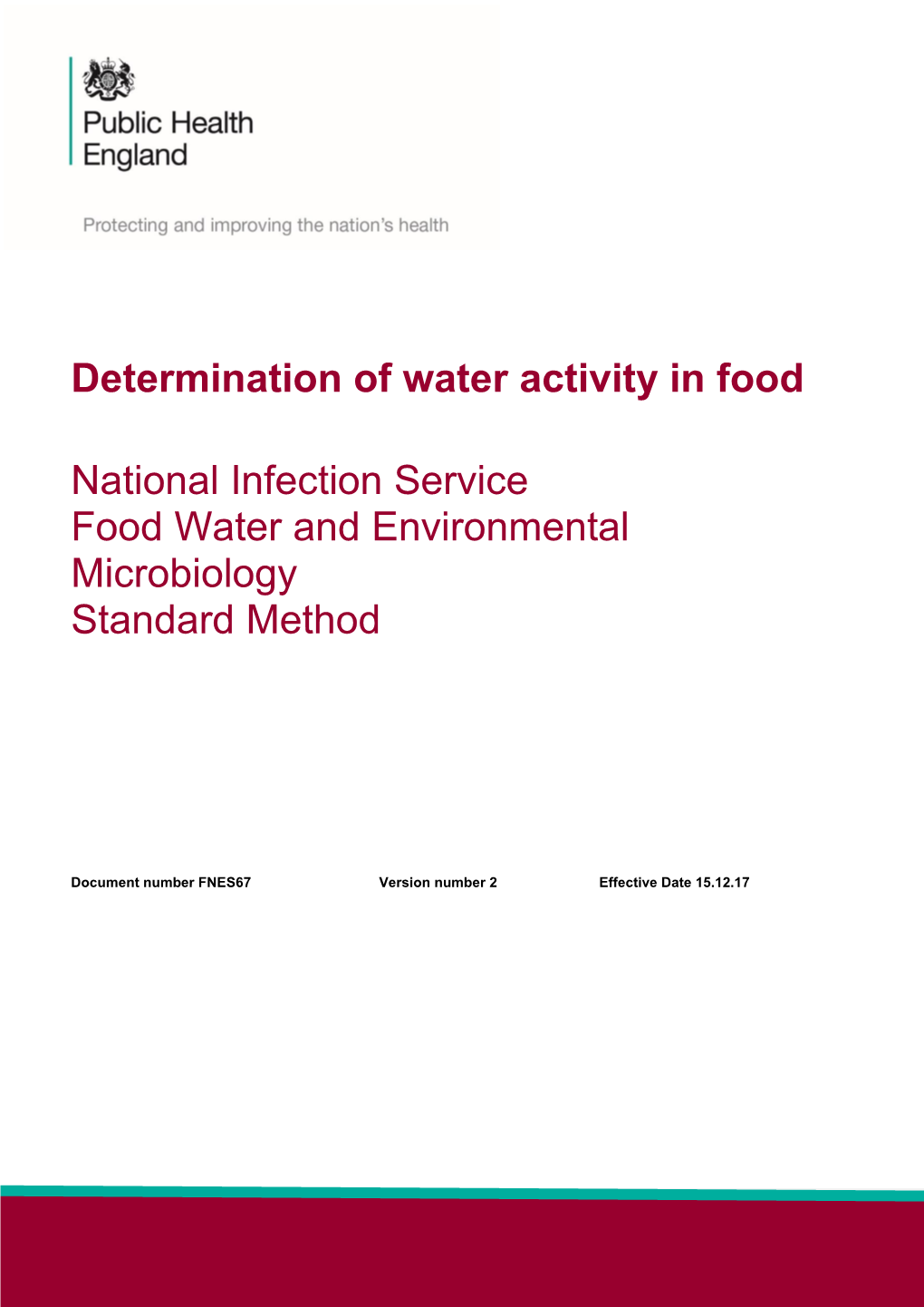 Determination of Water Activity in Food
