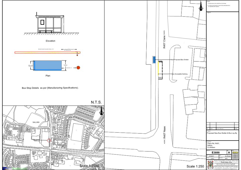 Map Clane Road Sallins Proposed New Bus Shelter And