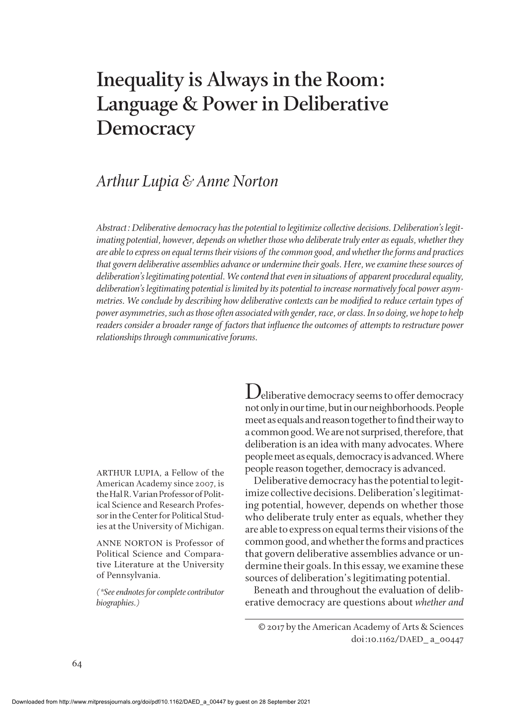 Language & Power in Deliberative Democracy