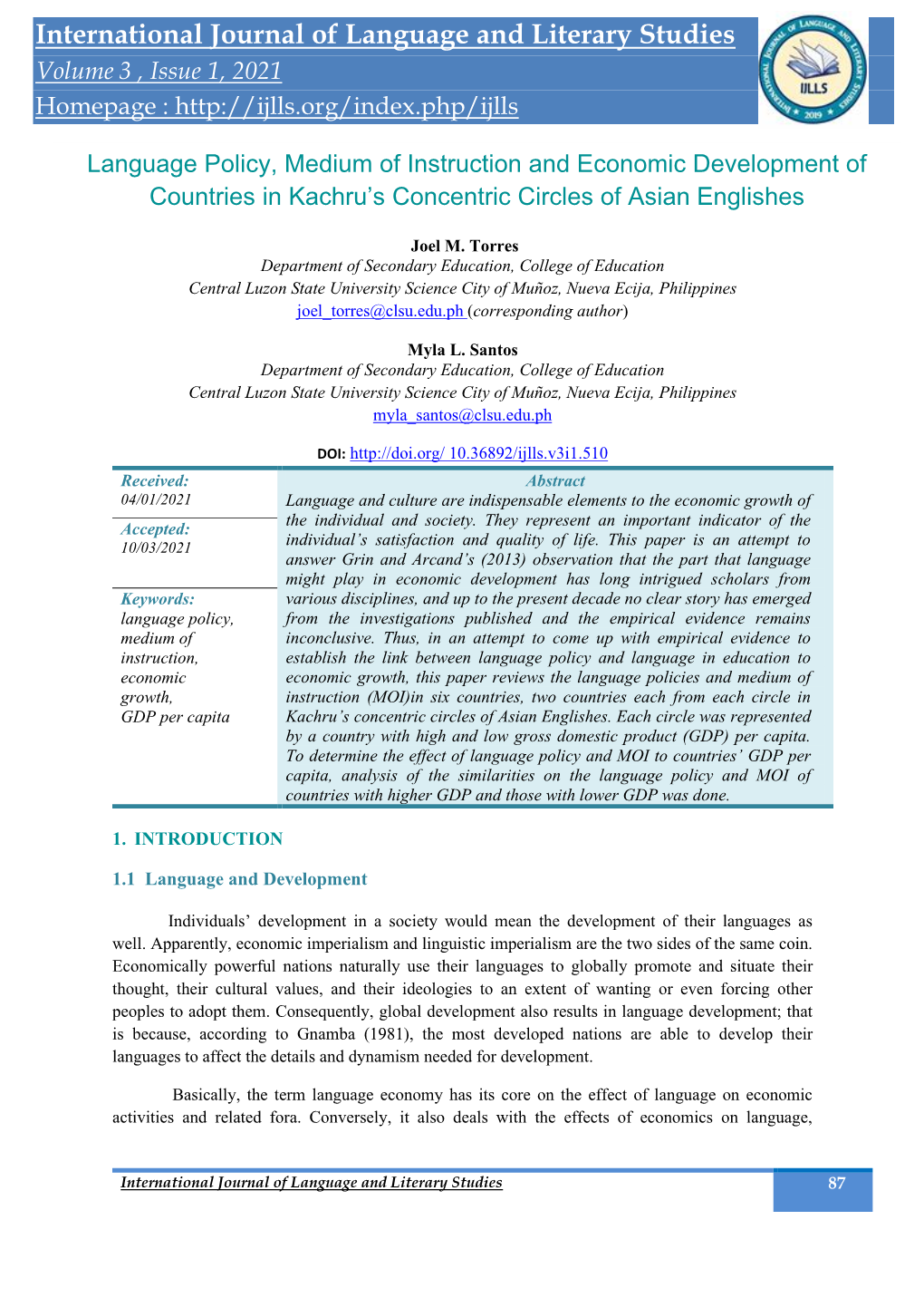 Language Policy, Medium of Instruction and Economic Development of Countries in Kachru's Concentric Circles of Asian Englishes