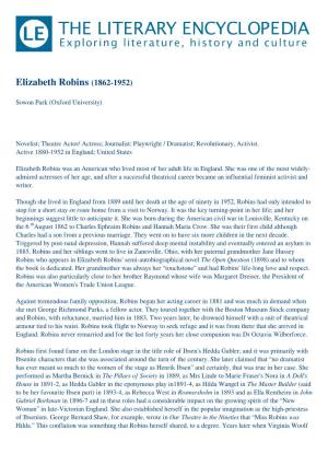 Elizabeth Robins (1862-1952)