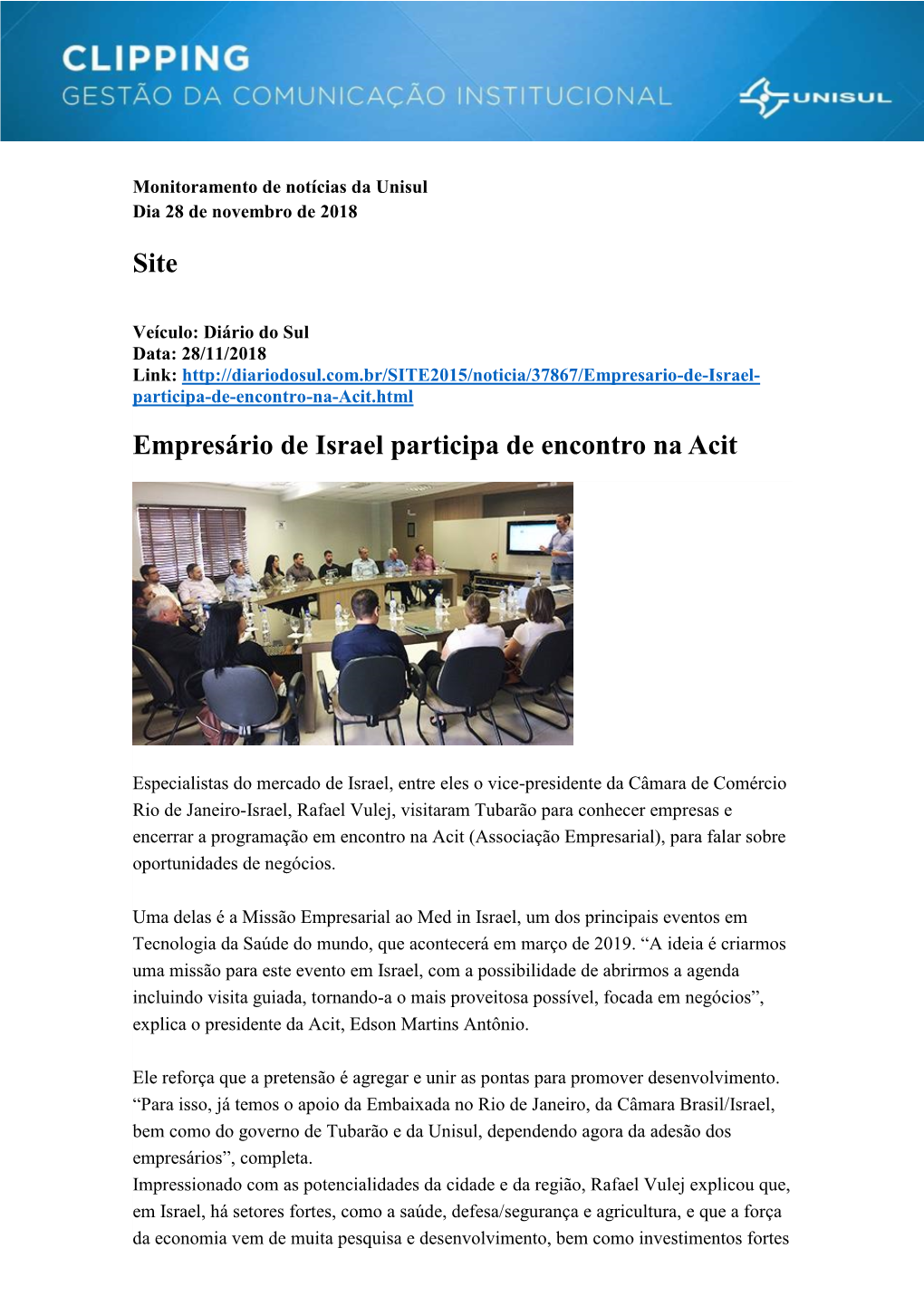 Site Empresário De Israel Participa De Encontro Na Acit